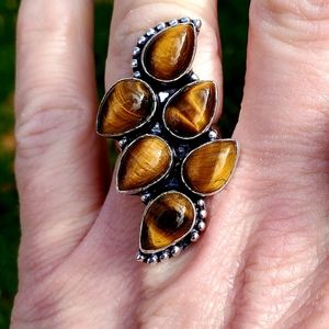 New Tiger Eye 925 Silver Ring.